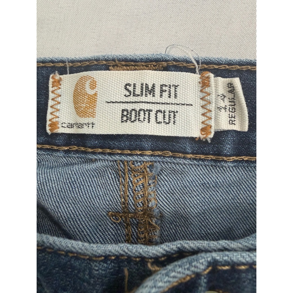 Carhartt Womens Slim Fit Boot Cut Jeans Medium Wash Denim 14 Regular 102736 421